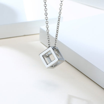 Vnox Retro Hollow Cube Pendant for Men Stainless Steel Square Vintage Necklace Punk Geometric Collier 24" Chain
