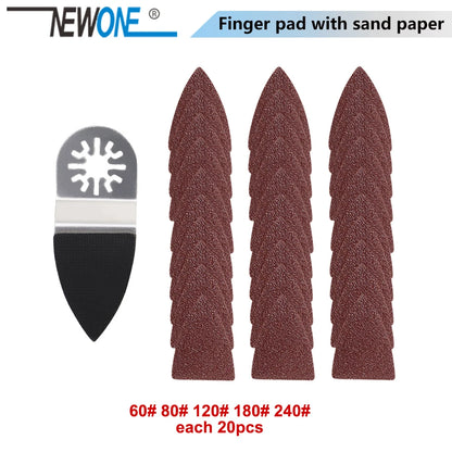NEWONE oscillating tool Sand paper+ Finger/Triangle sanding pad for Fein Dremel power tool abrasive sandpaper hook & loop