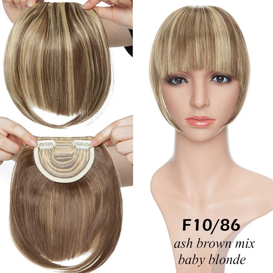S-noilite Synthetic 15Colors Real Thick 35g Natural Bang False Hair Black Brown Auburn Red Clip In On Bangs Hair