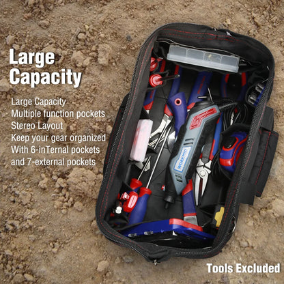 WORKPRO Tool Bag,  Portable Waterproof Electrician Bag Multifunction Canvas Tool Organizer for Repair Installation HVAC