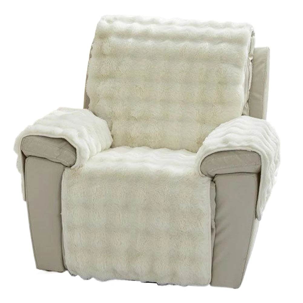 Plush Recliner Cover Comfortable Recliner Single Sofa Warm Cushion Washable Household Sofa Cover Chair Couch Cover Winter Padded