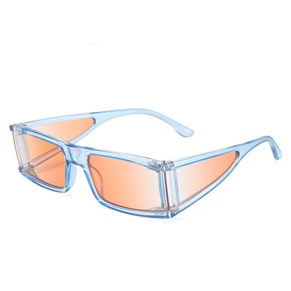 Vintage Rectangle Sunglasses Women Small Frame Mirror Sun Glasses Silver Black Lens Men One Piece Punk Eyeglasses Gafas Shades