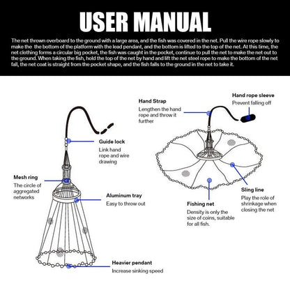 American Saltwater Fishing Cast Net 4ft/6ft/8ft Radius with Heavy Duty Zinc Sinker &amp; Aluminum Disc For Bait Fish