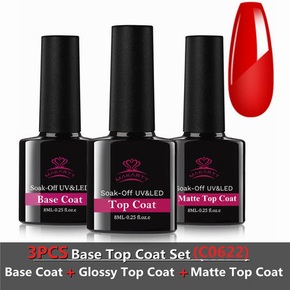 Makartt 8ML Matte Top Coat and High Gloss Top Gel Coat Base Coat Set - No Wipe top Coat, Gel Nail Polish Matte Shine Finish