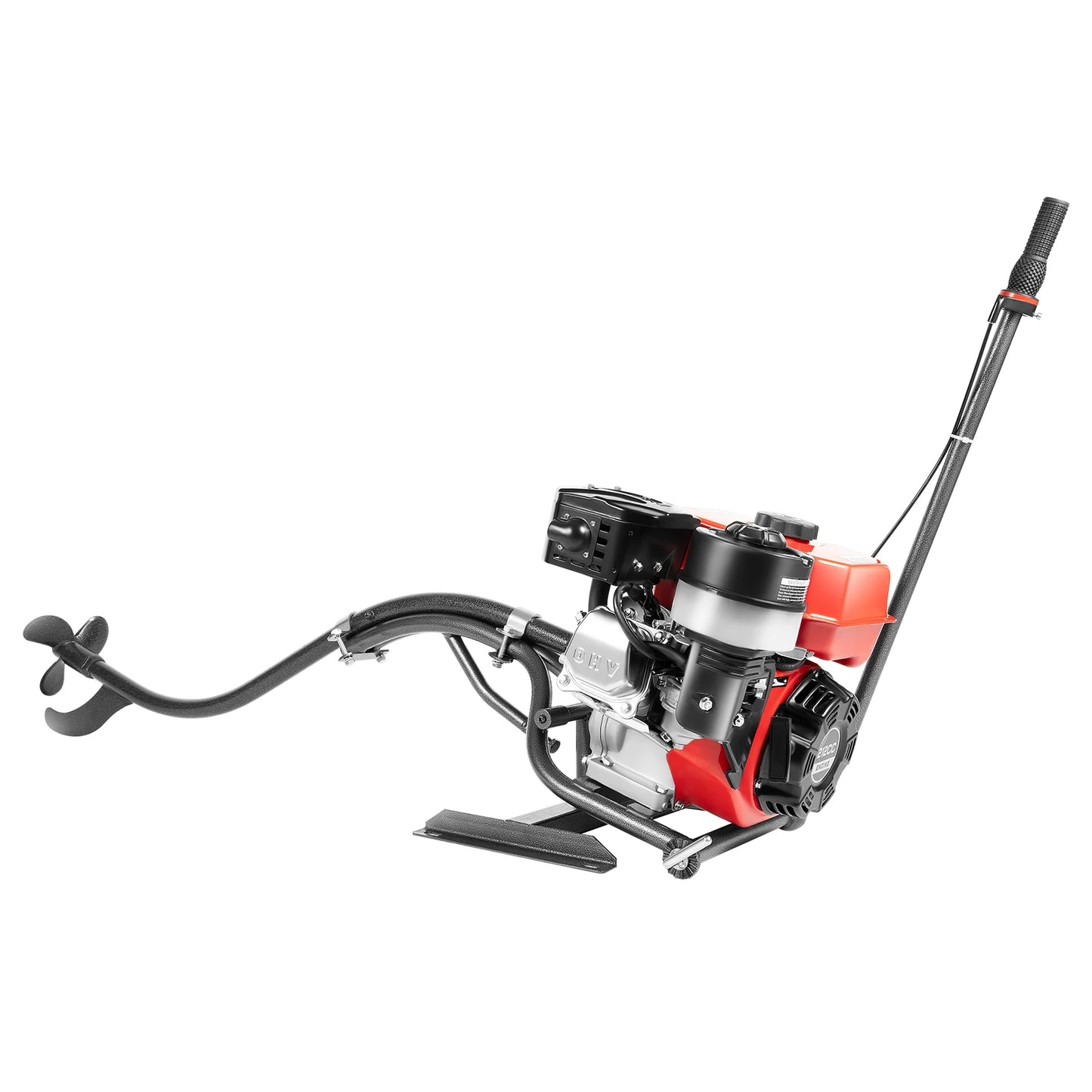 7.5HP Four Stroke Air-cooling Outboard Motor and Control Handle and 1 Set Brackets for Small Boats Black and Red