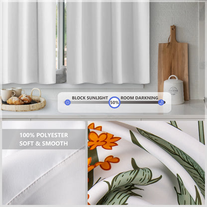 2 Panel Butterfly Flower Kitchen Curtains,SunFlower Curtains Short Cafe Curtain for Living Room Abstract Aesthetic Art Decor