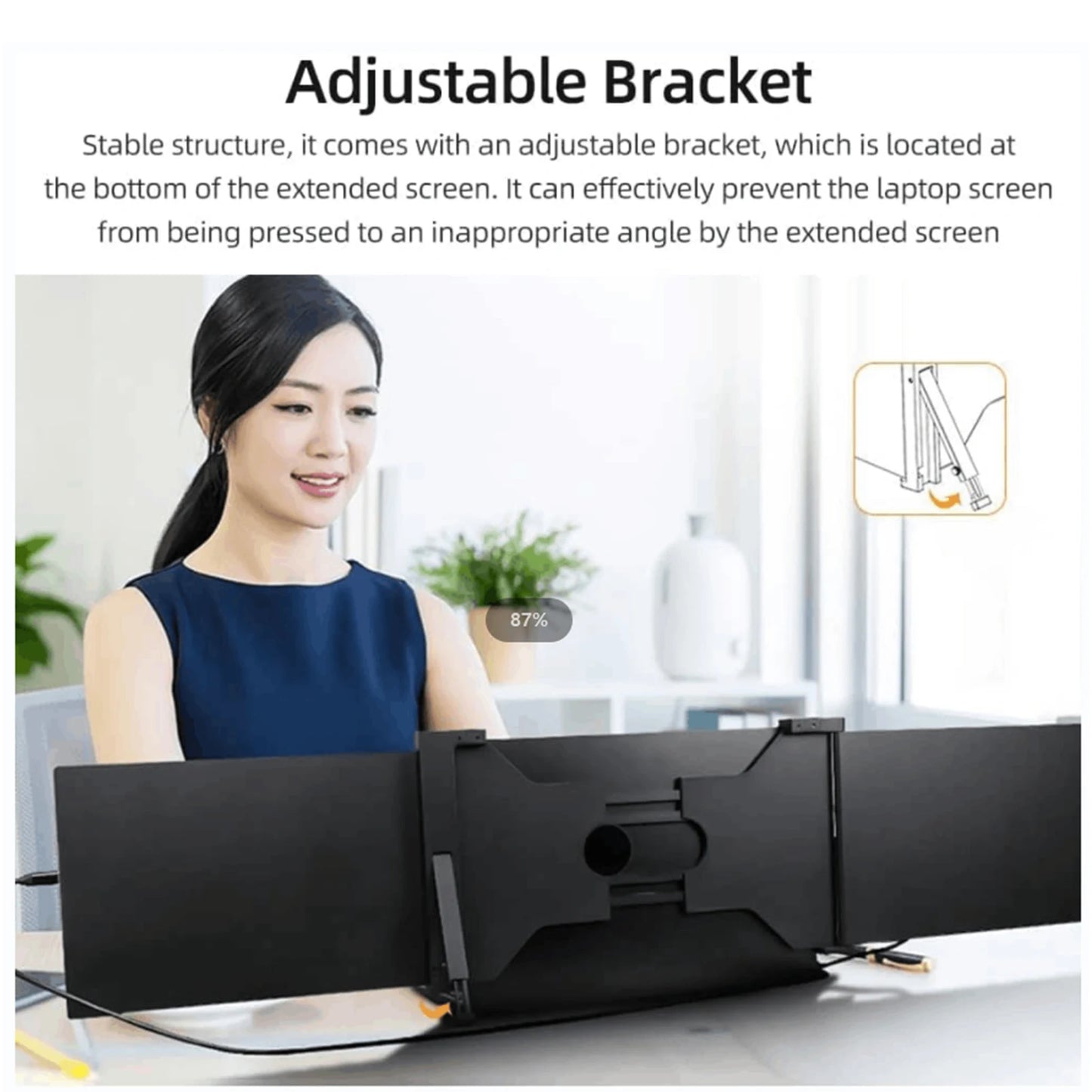 15 inch Monitor Portable Triple-screen Monitor Laptop Expansion Screen 1920*1080 Easy Installation for 15-17 inch Laptop