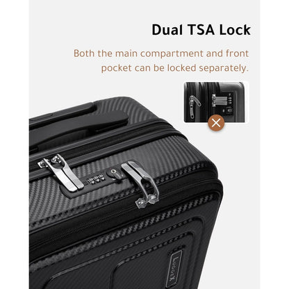 LUGGEX Carry On Luggage 22x14x9 Airline Approved, Expandable Polycarbonate Suitcase with Front Pocket (White, 20 Inch, 36.1L)