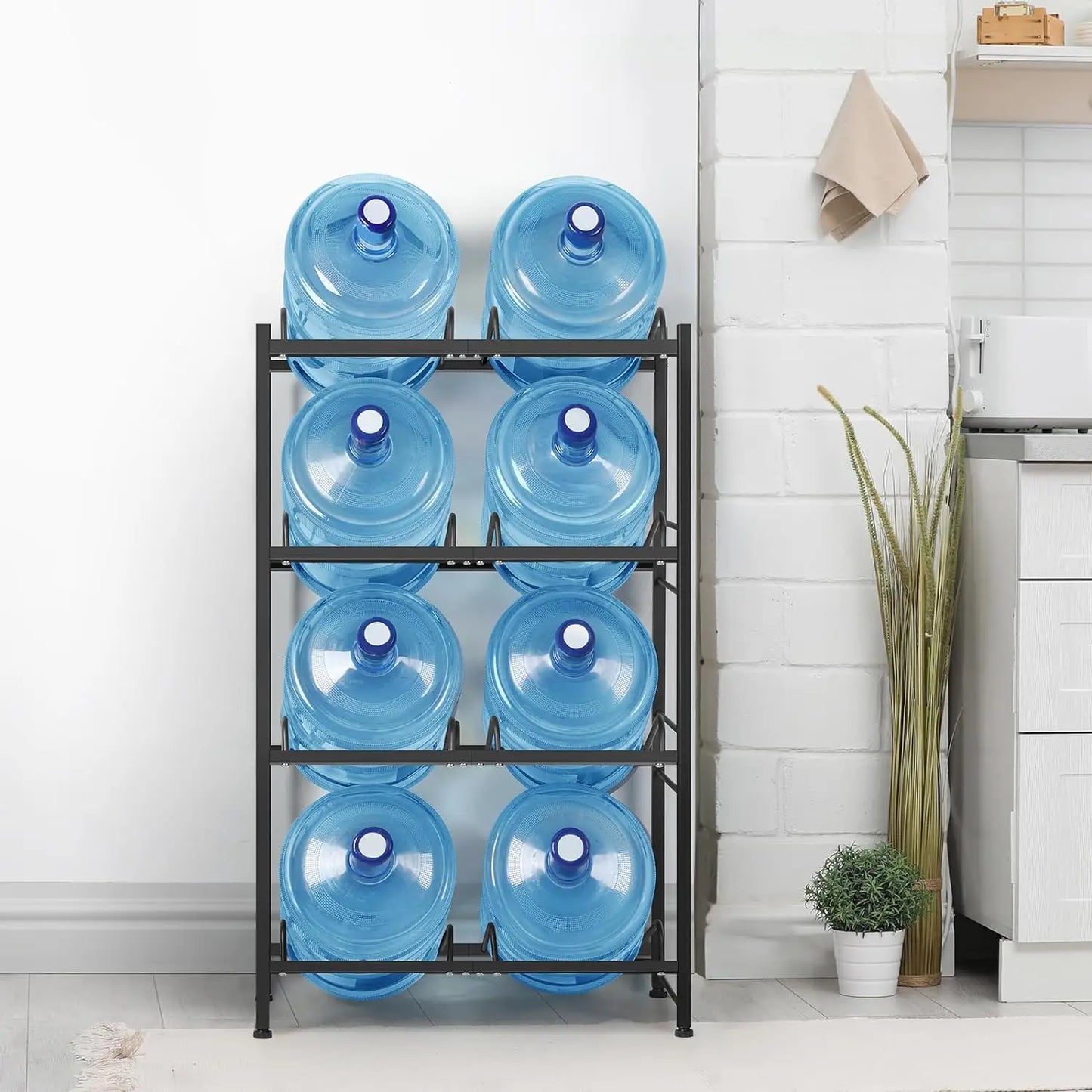 4 Tier Water Jug Holder w/ 8 Slots Heavy Duty 5 Gallon Water Bottle Storage Rack