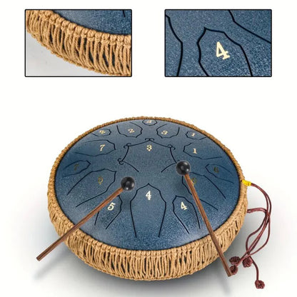 12 Inch 15 Notes Steel Tongue Drum Glucophone Music Drum Ethereal Hand Drum Yoga Meditation Percussion Musical Instruments
