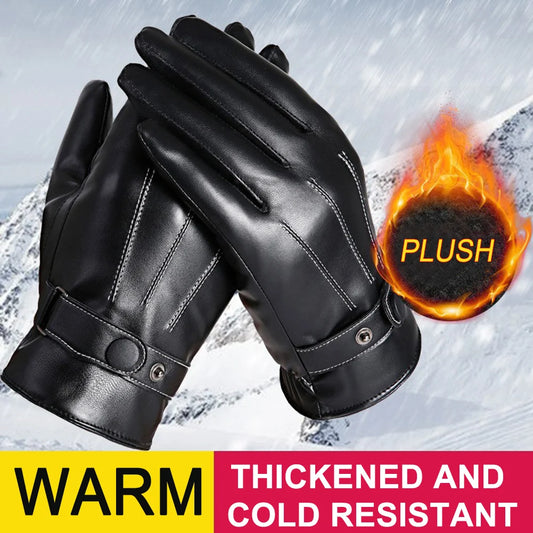 Men's Gloves Winter Mittens Keep Warm Touch Screen Windproof Driving Guantes Male Autumn Winter PU Leather Gloves Business