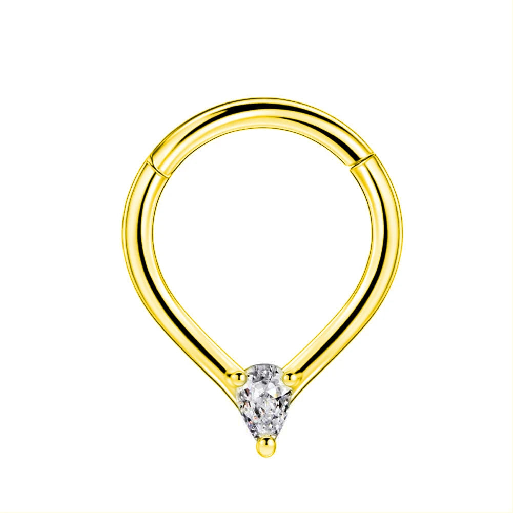 Flowers Nose Ring Septum 100% 316L Surgical Steel Zircon Clicker Daith Piercing Ear Cartilage Helix Hoop Flowers Water Drops