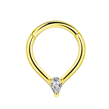 Flowers Nose Ring Septum 100% 316L Surgical Steel Zircon Clicker Daith Piercing Ear Cartilage Helix Hoop Flowers Water Drops