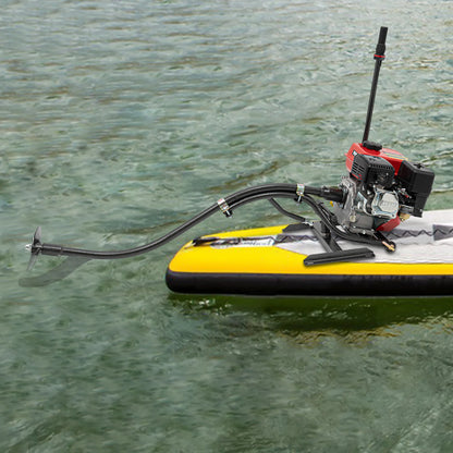 7.5HP Four Stroke Air-cooling Outboard Motor and Control Handle and 1 Set Brackets for Small Boats Black and Red