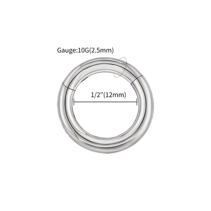 ASTM F136 Titanium Large Gauge 6G 8G 10G Single Hinged Clicker Segment Hoop Ring Septum Nose Piercing