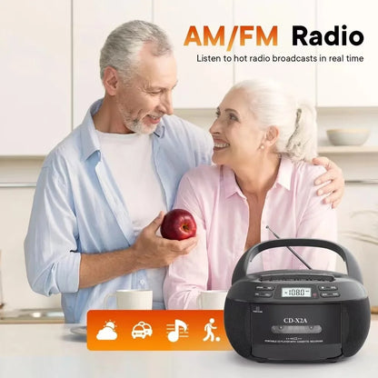 CD Player Boombox Cassette Player Combo with Bluetooth,AM/FM Radio,Stereo Sound with Remote Control,AUX/USB Drive,Tape Recording