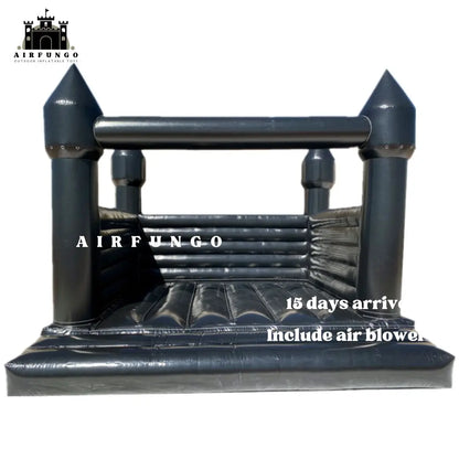 13x13ft Commercial grade white bounce house for party rentals Black color Halloween inflatable bouncy castle with air blower