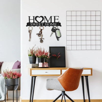 Key Holder Hooks Wall Mounted Key Rack with 10 Hooks Decorative Key Hanger Black Key Organizer for Entryway Front Door NEW