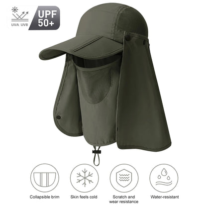 Unisex Outdoor Fishing Hat UV Protection Removable Sunshade Hat Breathable Ear Neck Cover Caps Quick Drying for Riding Fishing