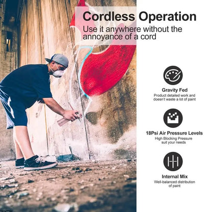 Airbrush Rechargeable Cordless Airbrush-Kit Compressor - 30PSI High Pressure Airbrush Gun with Hose Wireless Air Brush for Model