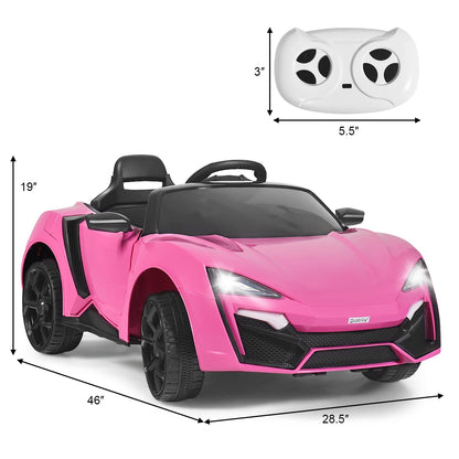 12V Kids Ride On Car 2.4G RC Electric Vehicle w/ Lights MP3 Openable Doors Pink