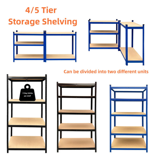 5-Tier Utility Shelves,Garage Storage Shelving,Metal Storage Shelves,Adjustable Shelving Units,Boltless Assembly,Load 875kg