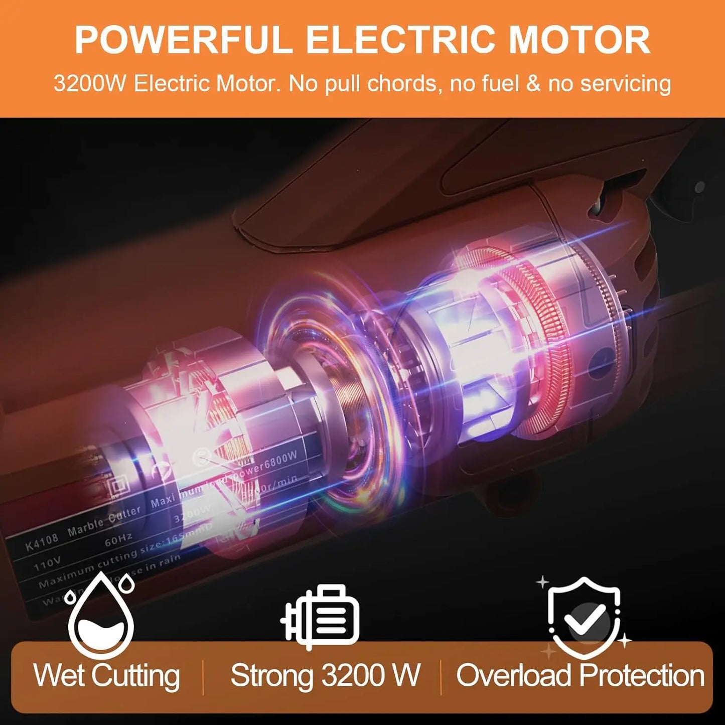 16"" Electric Concrete Saw,3200 W 15Amp Motor Circular Demo Saw,Wet Corded Circular Saw With Max 6.4"" Adjustable Cutting