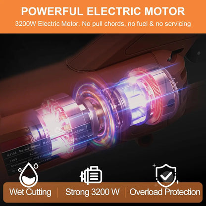 16"" Electric Concrete Saw,3200 W 15Amp Motor Circular Demo Saw,Wet Corded Circular Saw With Max 6.4"" Adjustable Cutting