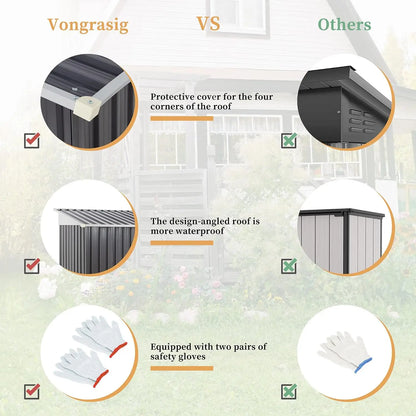 Outdoor Storage Shed, 6 x 4 FT Lockable Metal Garden Shed, Steel Storage House Waterproof Tool Shed for Backyard Patio