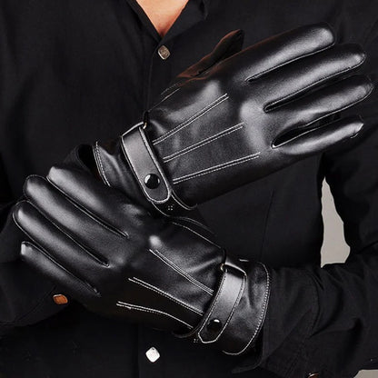 Men's Gloves Winter Mittens Keep Warm Touch Screen Windproof Driving Guantes Male Autumn Winter PU Leather Gloves Business
