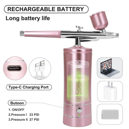 Airbrush Rechargeable Cordless Airbrush-Kit Compressor - 30PSI High Pressure Airbrush Gun with Hose Wireless Air Brush for Model