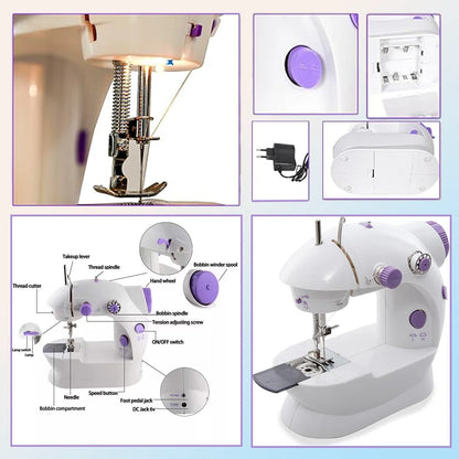 1set (11pcs) Mini Sewing Machine, Adjustable 2 Speed 2 Thread Sewing Machine, Portable Electric Sewing Machine With Foot Pedal,