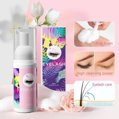 Lash Cleaning Kit Lash Cleanser for Eyelash Extension Lash Shampoo with Mini Lash Fan Rinse Bottle Cleaning Brushes Hair Band