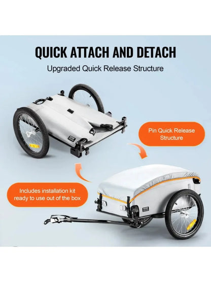 VEVOR Bike Cargo Trailer, 100 lbs Load Capacity, Heavy-Duty Bicycle Wagon Cart, Foldable Compact Storage with Universal Hitch,