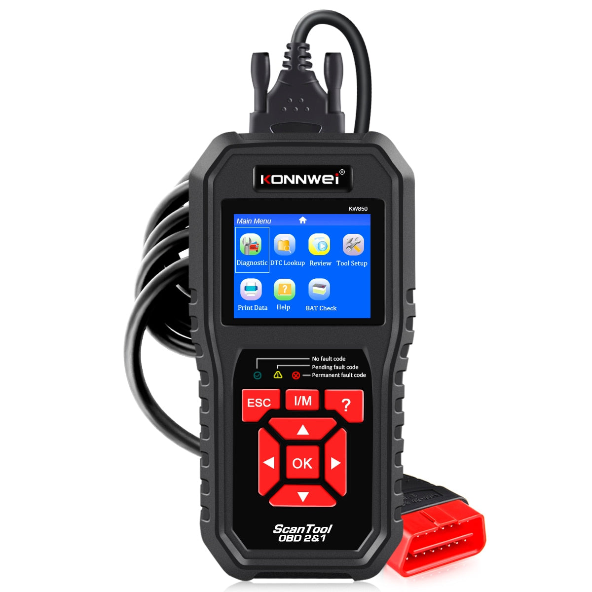 KONNWEI KW850 OBD2 Car Diagnostic Scanner Tools OBD 2 Auto Diagnostic Tool Check Engine Automotive Car Scanner Code Reader Black