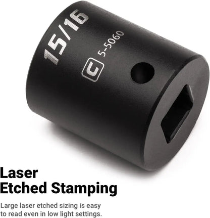 Capri Tools 1/2-Inch Drive Deep Impact Socket Set With Adapters And Extensions, Chrome Molybdenum, Master Set Metric And Sae,