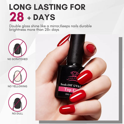 Makartt 8ML Matte Top Coat and High Gloss Top Gel Coat Base Coat Set - No Wipe top Coat, Gel Nail Polish Matte Shine Finish