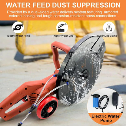 16"" Electric Concrete Saw,3200 W 15Amp Motor Circular Demo Saw,Wet Corded Circular Saw With Max 6.4"" Adjustable Cutting