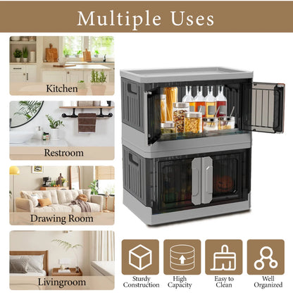 Collapsible Storage Bins, 2-Pack of Large Stackable Wheeled Clothing, Shoe, Bedroom, Office Organizer,  Foldable Containers