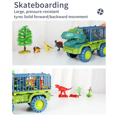 Super Large Inertia Sliding Dinosaur Construction Vehicle Transport Car Tyrannosaurus Rex Baby Crib Toy Set for Boys and Girls