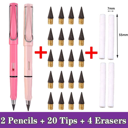 26 Pcs/Set Eternal Pencil Art Sketch Color Kawaii Infinity Pencils No Sharpening for Girl School Supplies Stationery Gifts Pens