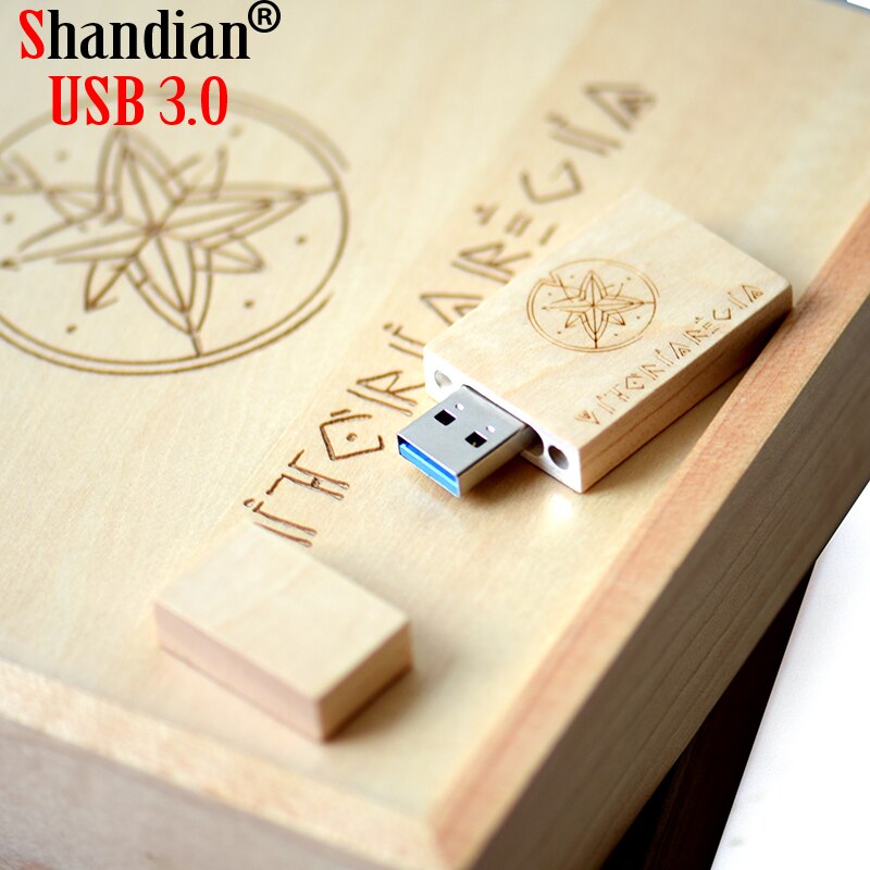 SHANDIAN Wood Album Style High Speed USB 3.0 4GB 8GB 16GB Fashion Gift 32GB 64GB USB+BOX Wedding Photography Free Custom LOGO