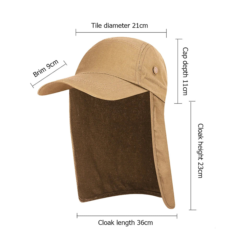 Unisex Outdoor Fishing Hat UV Protection Removable Sunshade Hat Breathable Ear Neck Cover Caps Quick Drying for Riding Fishing
