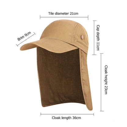 Unisex Outdoor Fishing Hat UV Protection Removable Sunshade Hat Breathable Ear Neck Cover Caps Quick Drying for Riding Fishing