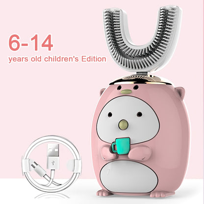 360 Degree Electric Toothbrush For Children Smart U-shaped Silicone Automatic Ultrasonic Toothbrush Cartoon Pattern For Children
