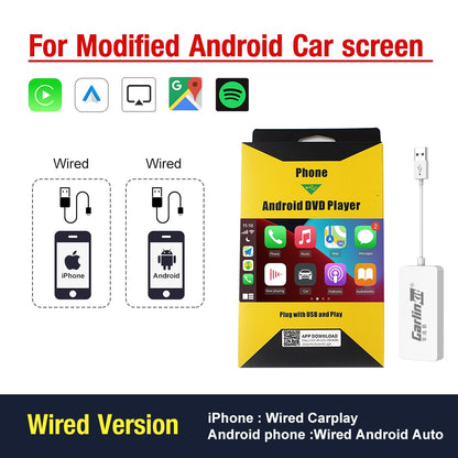 Hot Sale CarlinKit USB Wireless CarPlay Dongle Wired Android Auto AI Box Mirrorlink Car Multimedia Player Bluetooth Auto Connect