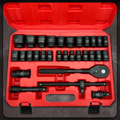 1/2"Impact Socket Set,30 Piece Shallow Impact Socket Kit Assortment, Includes Ratchet Handle and Impact Extension Bars, Automoti