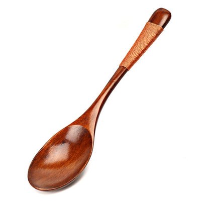 2Pcs Wooden Spoons Japanese Wood Rice Soup Spoon Kitchen Wood Spoon Set for Eating Soup Dessert Teaspoon Kids Spoon Tableware