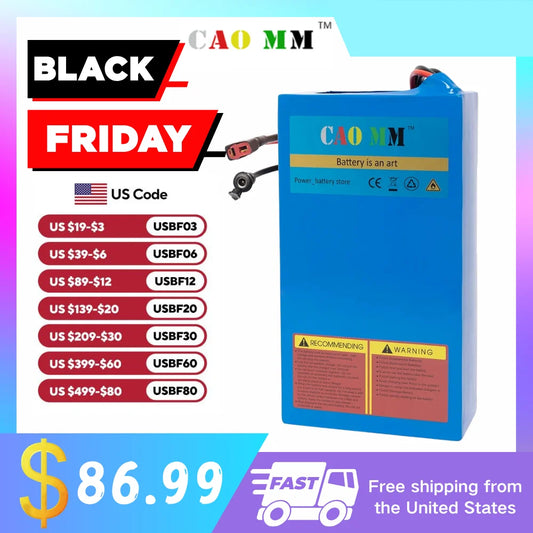 CaoMM 36V 48V Electric Bike Lithium Battery Pack 10 14 20Ah Li ion Ebike Battery for Bicycle Scooter Motorcycle with Charger