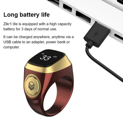 Smart Tasbih Tally Counter for Muslims Tasbeeh Zikr Ring 5 Prayer Time Vibration Reminder Finger Ring Tally Counter 20mm/18mm